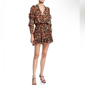 MISA Los Angeles Rizou Floral-Print Short Dress Size L